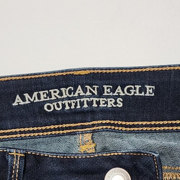 American Eagle Dark Wash Stretch Denim Mid Rise Kick Boot Jeans - Picture 6 of 9